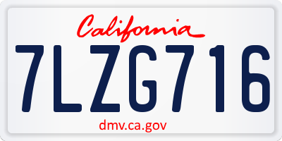 CA license plate 7LZG716