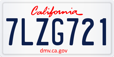 CA license plate 7LZG721