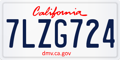 CA license plate 7LZG724