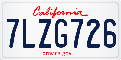 CA license plate 7LZG726
