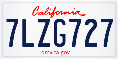 CA license plate 7LZG727