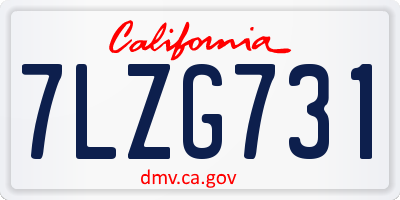 CA license plate 7LZG731