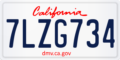 CA license plate 7LZG734