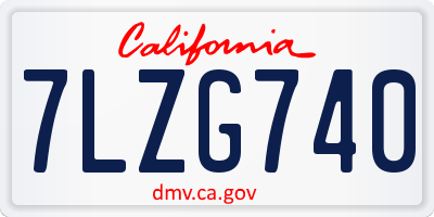 CA license plate 7LZG740