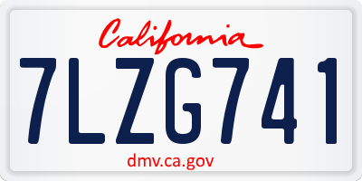 CA license plate 7LZG741