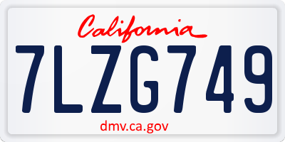 CA license plate 7LZG749