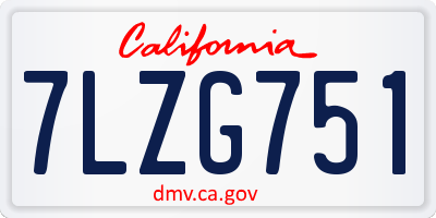 CA license plate 7LZG751