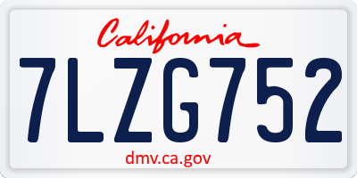 CA license plate 7LZG752