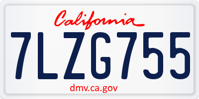 CA license plate 7LZG755