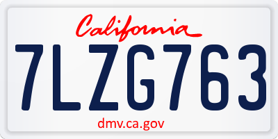 CA license plate 7LZG763