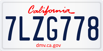 CA license plate 7LZG778