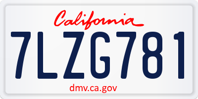 CA license plate 7LZG781