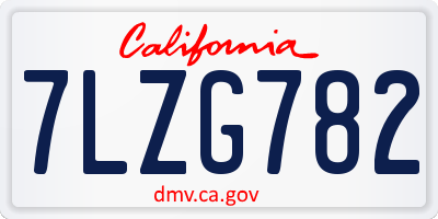 CA license plate 7LZG782