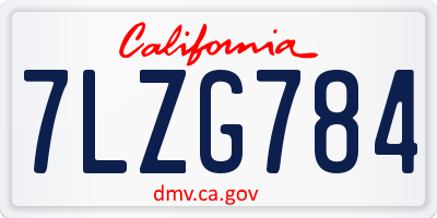 CA license plate 7LZG784