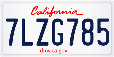 CA license plate 7LZG785