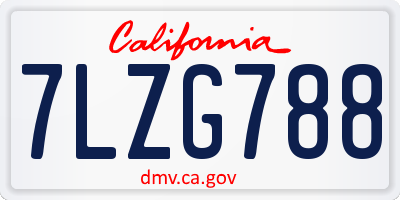 CA license plate 7LZG788