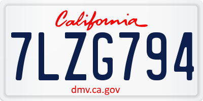 CA license plate 7LZG794
