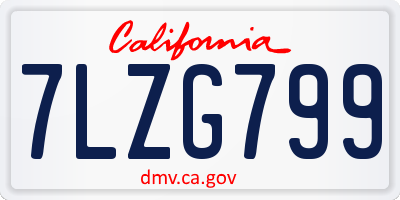 CA license plate 7LZG799