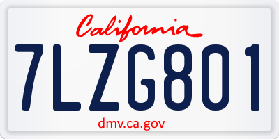 CA license plate 7LZG801