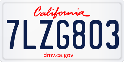 CA license plate 7LZG803