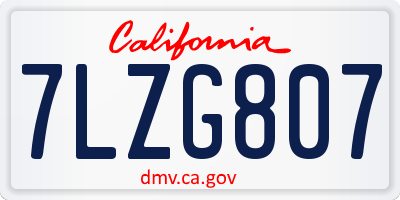 CA license plate 7LZG807