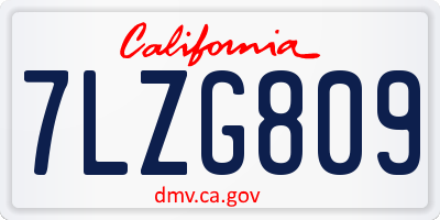 CA license plate 7LZG809