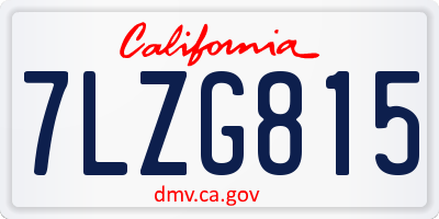 CA license plate 7LZG815