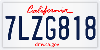 CA license plate 7LZG818