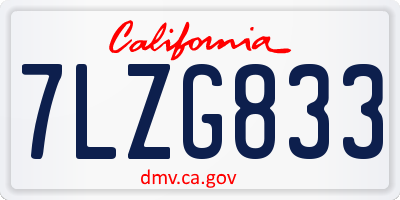 CA license plate 7LZG833