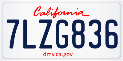 CA license plate 7LZG836