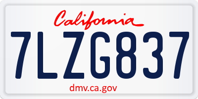 CA license plate 7LZG837