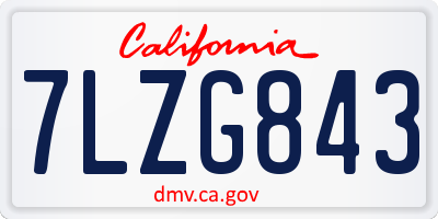 CA license plate 7LZG843