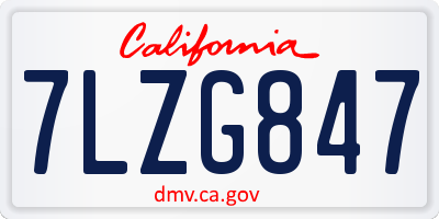 CA license plate 7LZG847