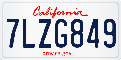CA license plate 7LZG849