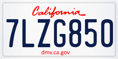 CA license plate 7LZG850