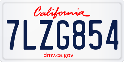 CA license plate 7LZG854