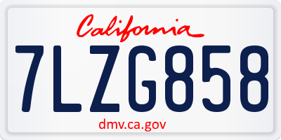 CA license plate 7LZG858