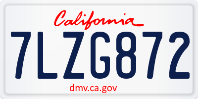 CA license plate 7LZG872