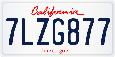 CA license plate 7LZG877
