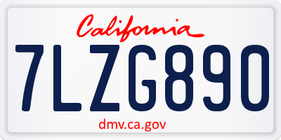 CA license plate 7LZG890