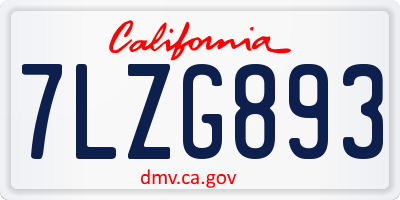 CA license plate 7LZG893