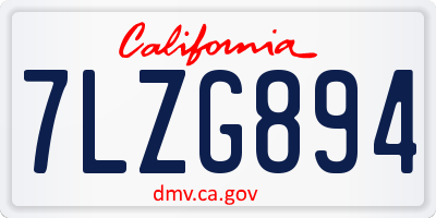 CA license plate 7LZG894