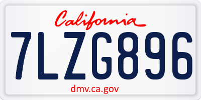 CA license plate 7LZG896