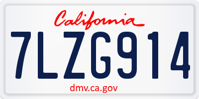 CA license plate 7LZG914