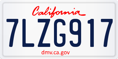 CA license plate 7LZG917