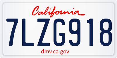 CA license plate 7LZG918