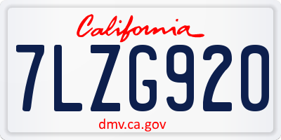 CA license plate 7LZG920