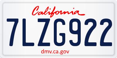 CA license plate 7LZG922