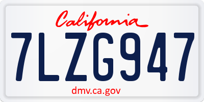 CA license plate 7LZG947
