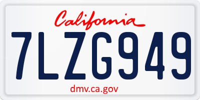 CA license plate 7LZG949